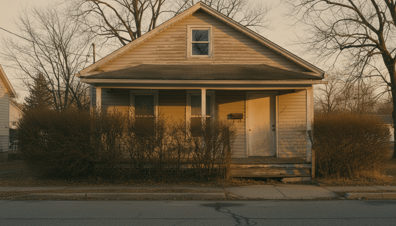 An older inherited house on a quiet Collingswood street at golden hour