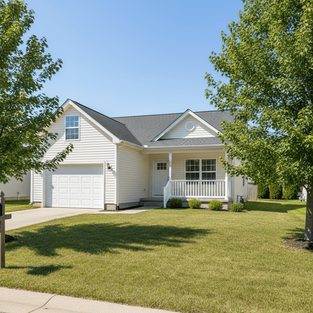 Vinyl sided starter home with one-car garage in Sewell