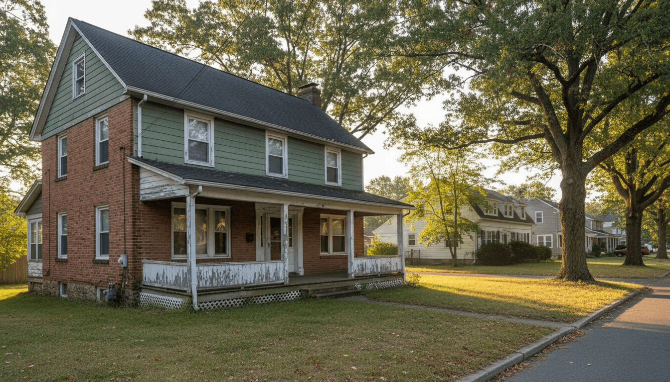 Suburban house in New Jersey with worn exterior bought as-is by local home buyer