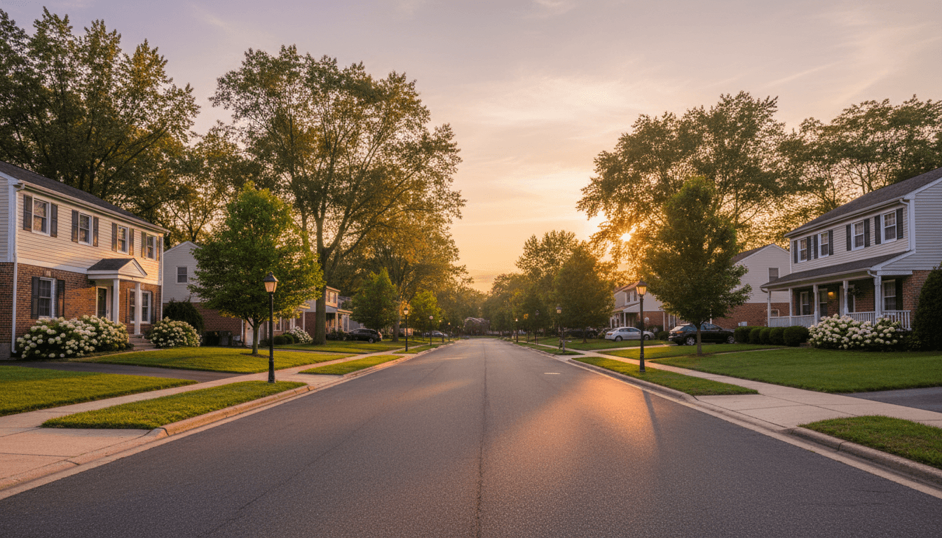 Quiet suburban street in South Jersey